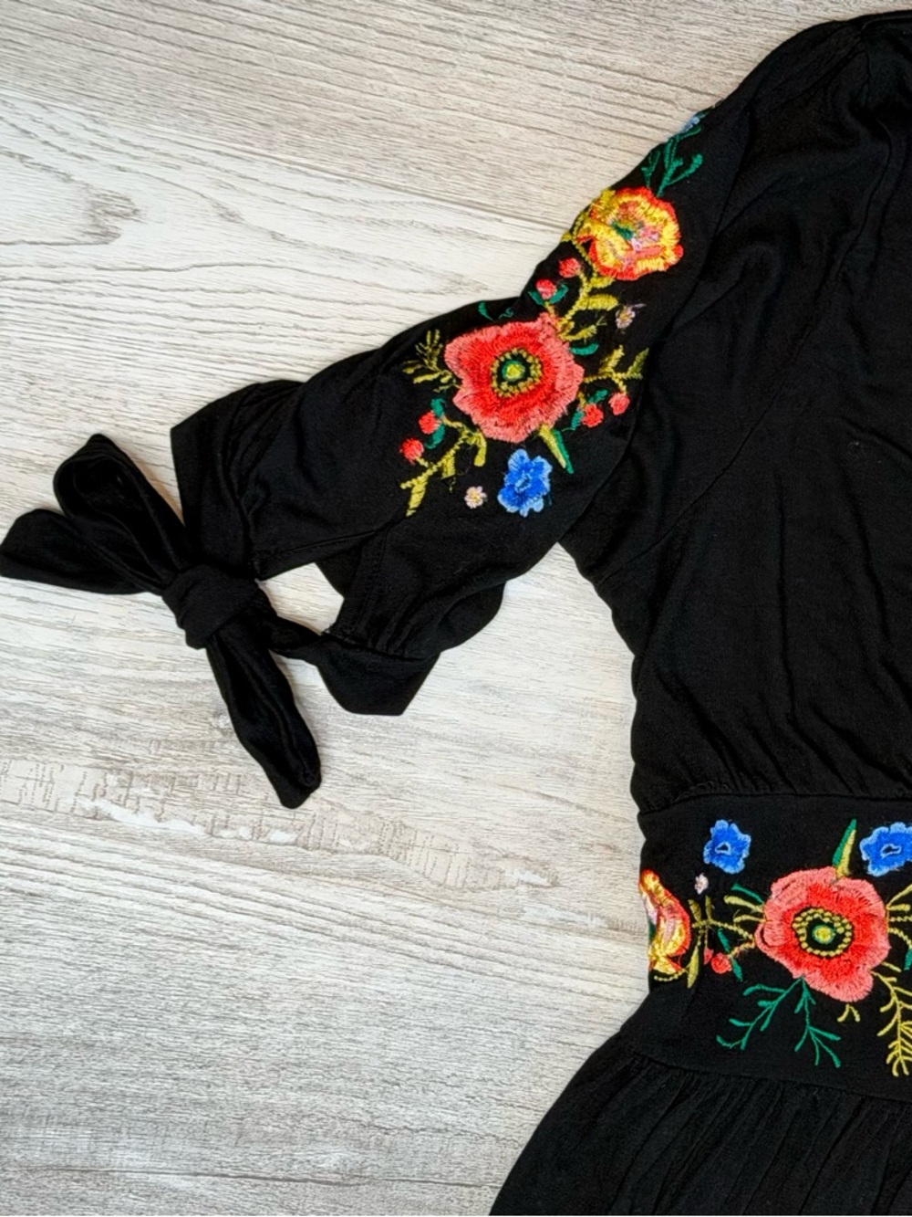 ASOS DESIGN Embroidered Midi Button Through Tea Dress Black Fit & Flare Size 10 - Picture 8 of 15